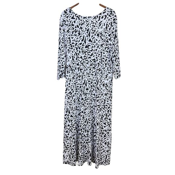 Lane Bryant NWT Black & White Print Jersey Knit Stretch Faux Wrap Maxi Dress - Picture 9 of 12